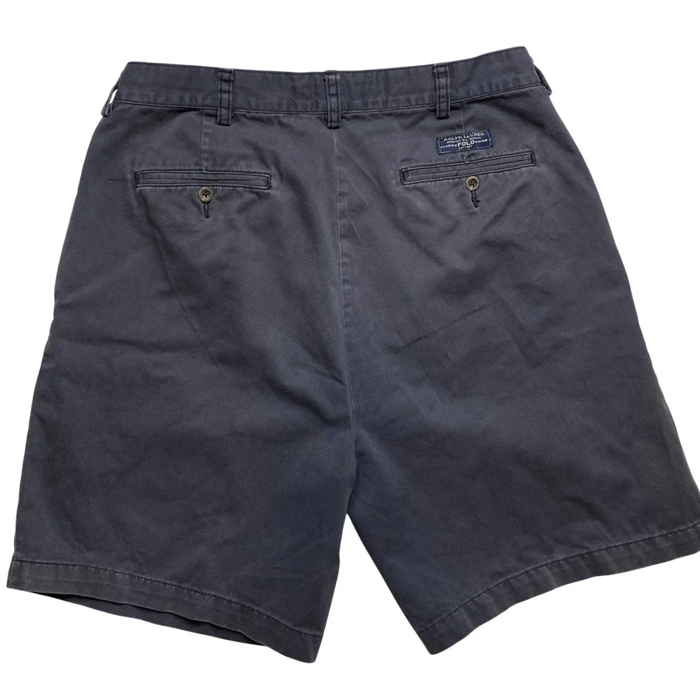 Polo Ralph Lauren‎ Tyler Short Mens Navy Pleated Classic Chino Shorts Cotton 35